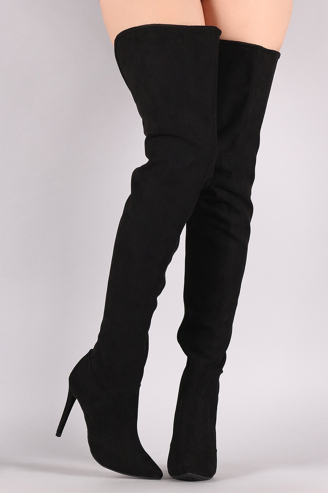 Suede Pointy Toe Stiletto Over-The-Knee Boots