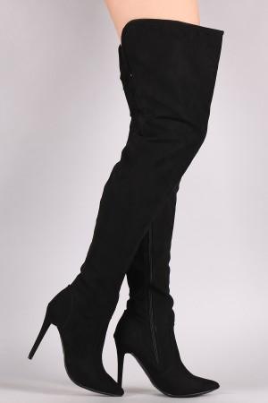 Suede Pointy Toe Stiletto Over-The-Knee Boots