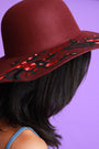Embroidered Floral Accent Felt Floppy Hat