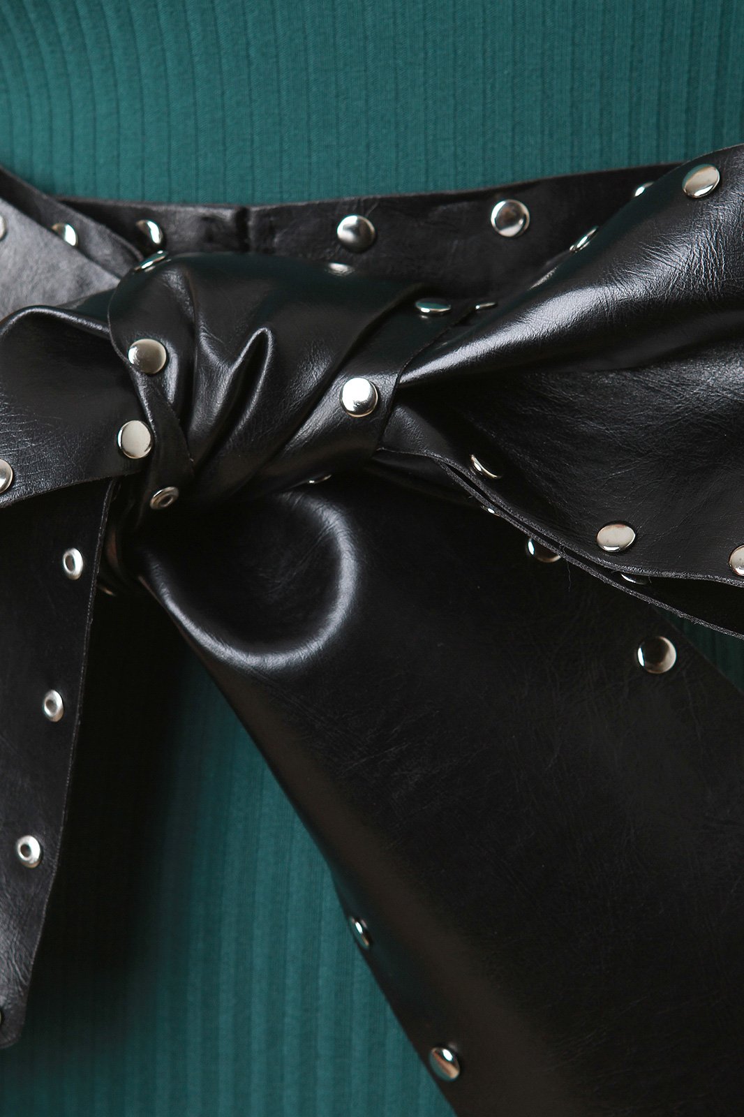 Vegan Leather Studded Trim Vegan Leather Sash Belt