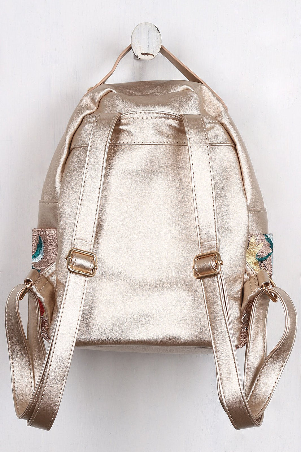 Sequin Floral Embroidery Mini Backpack