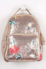 Sequin Floral Embroidery Mini Backpack