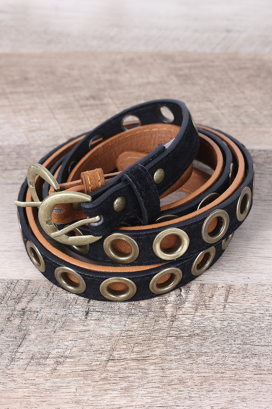 Solid And Eyelet Vegan Suede 2-For-1 Belt Set