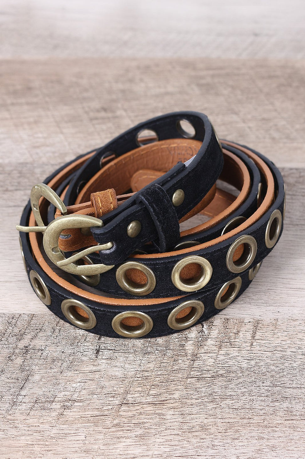 Solid And Eyelet Vegan Suede 2-For-1 Belt Set