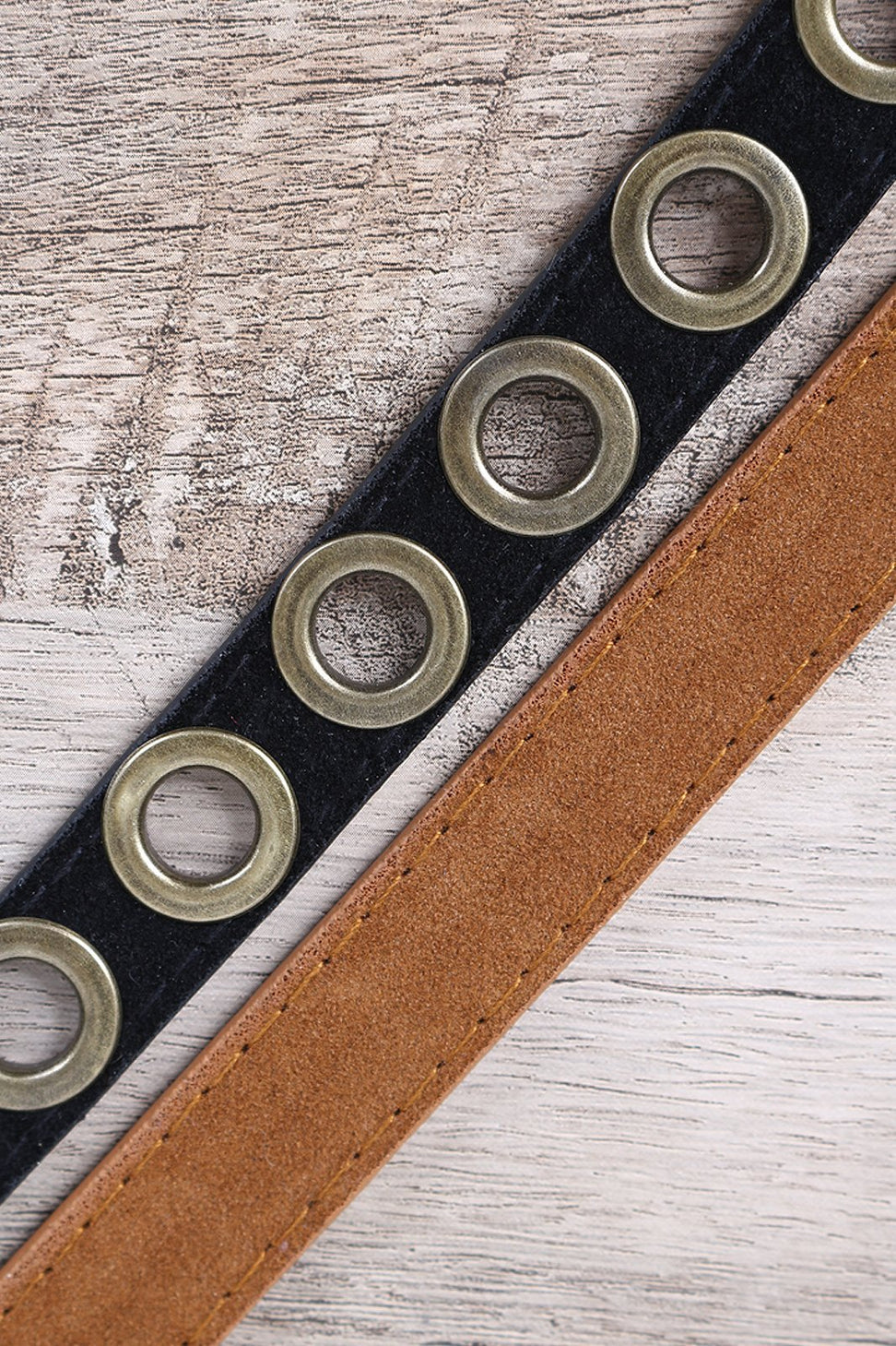 Solid And Eyelet Vegan Suede 2-For-1 Belt Set