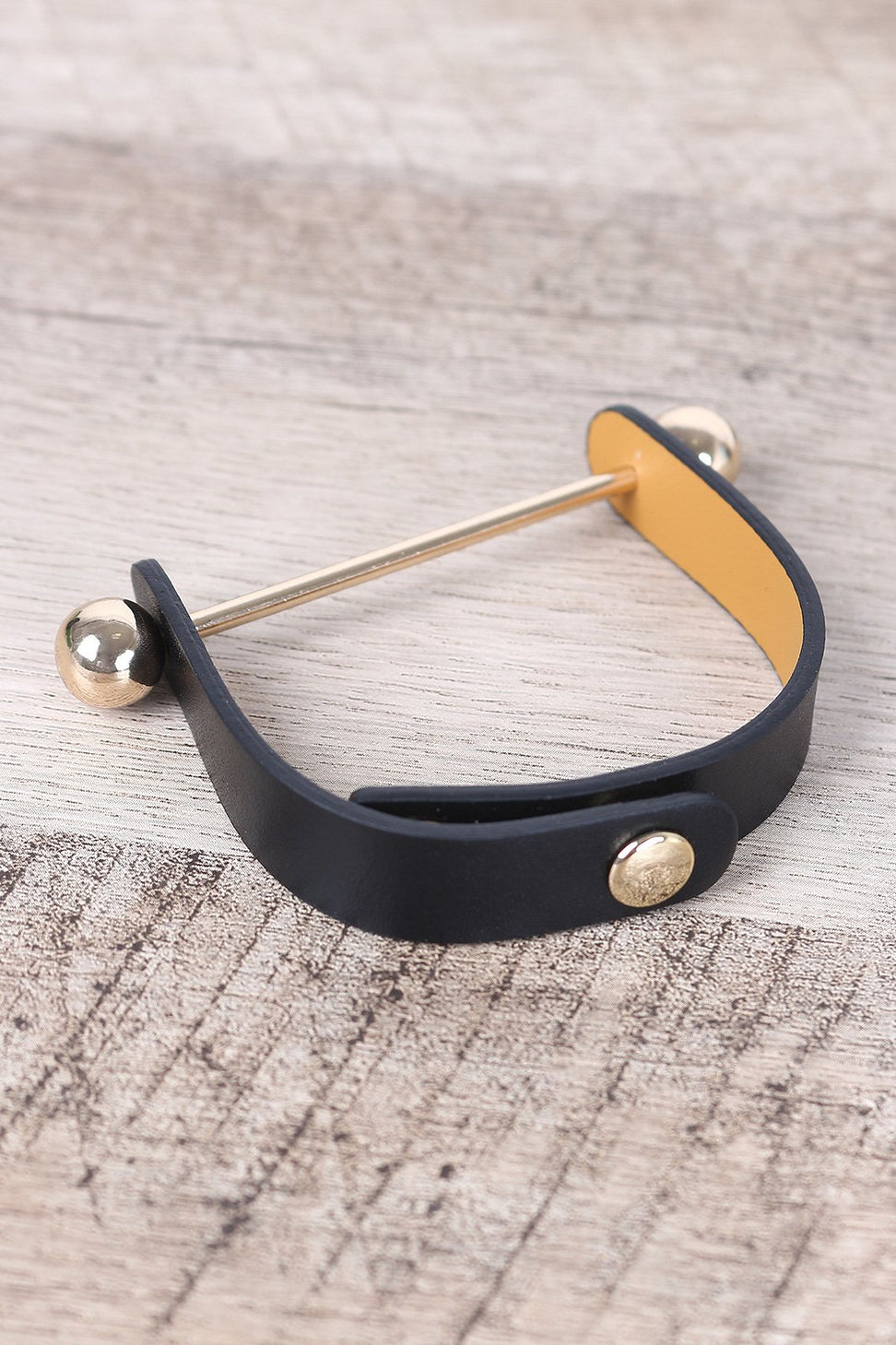 Polished Ball Vegan Leather Snap Button Bracelet
