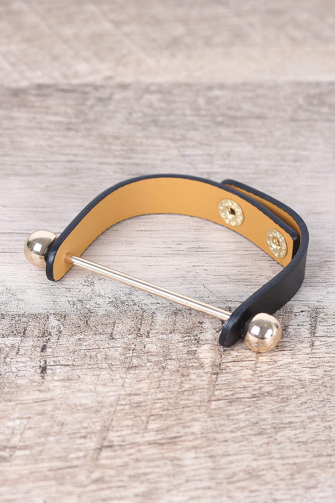 Polished Ball Vegan Leather Snap Button Bracelet