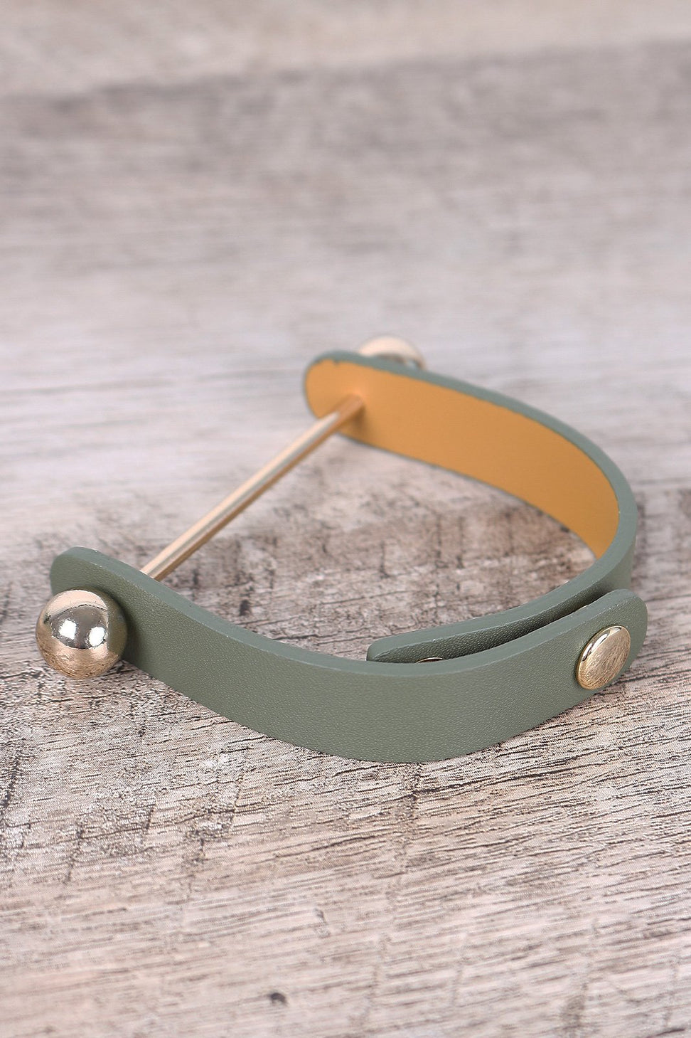 Polished Ball Vegan Leather Snap Button Bracelet