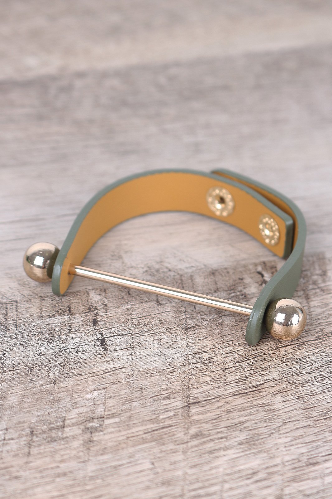 Polished Ball Vegan Leather Snap Button Bracelet