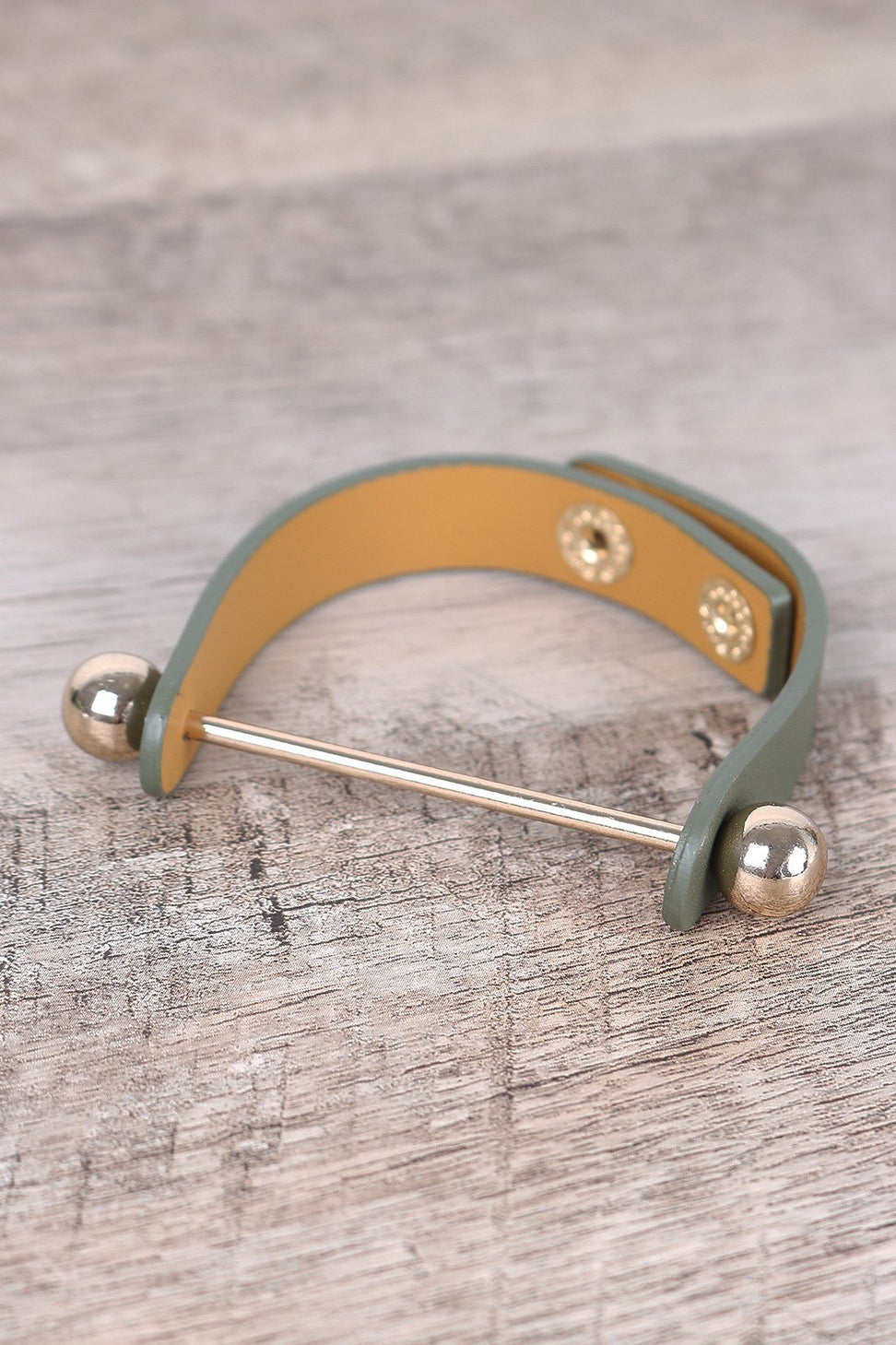 Polished Ball Vegan Leather Snap Button Bracelet