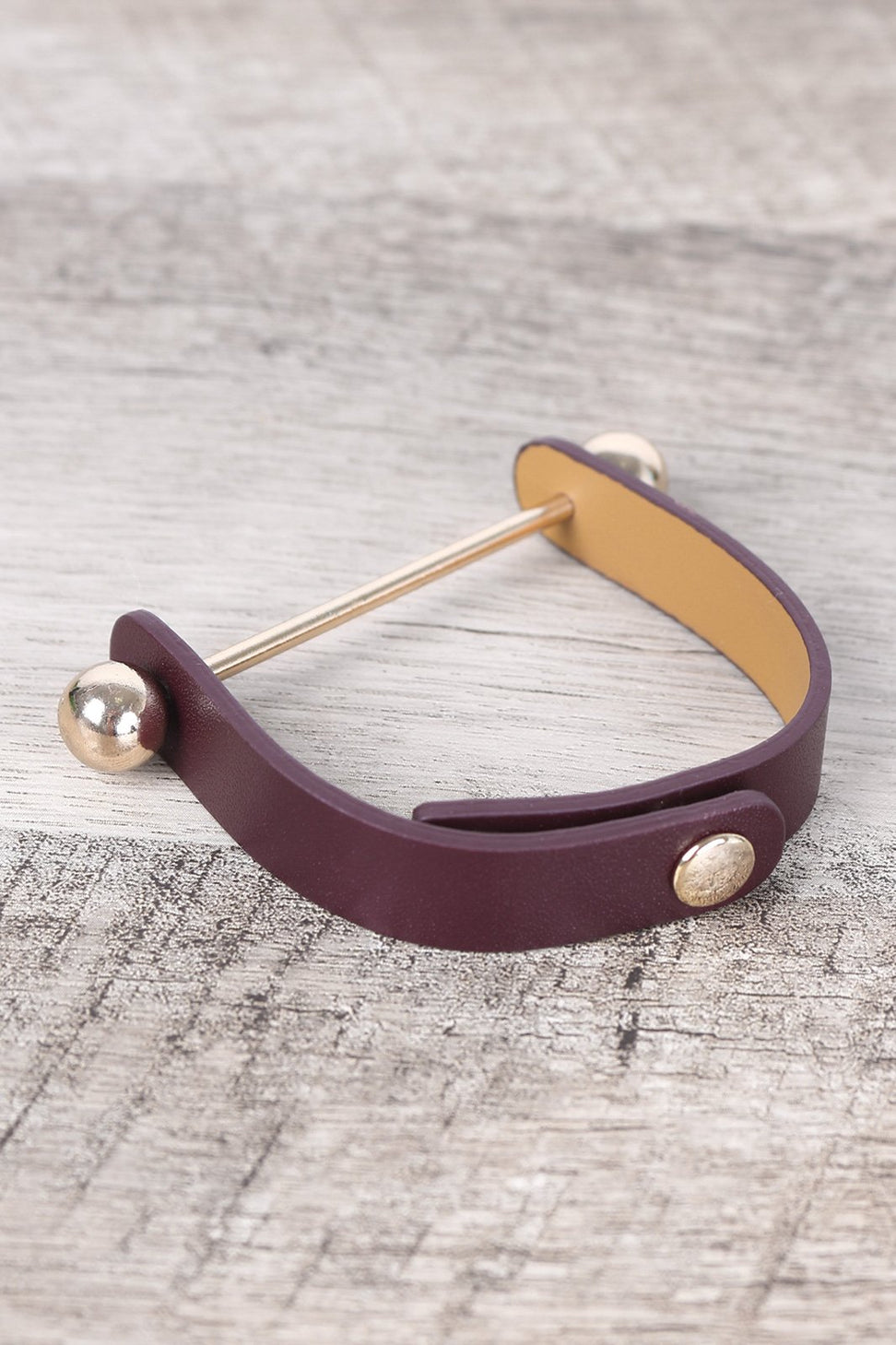 Polished Ball Vegan Leather Snap Button Bracelet