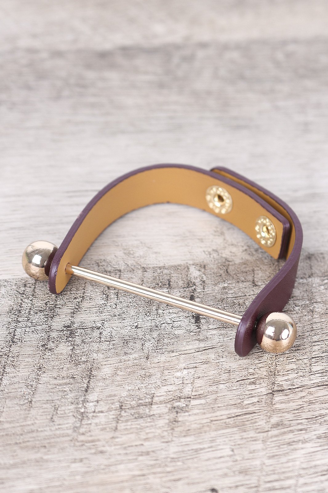 Polished Ball Vegan Leather Snap Button Bracelet