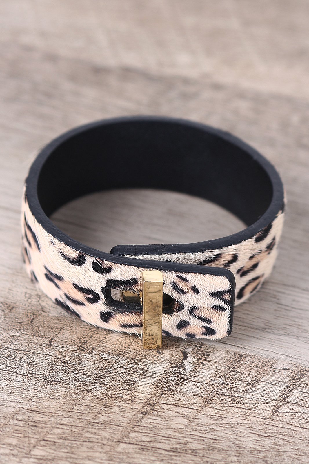 Leopard Faux Pony Hair Twist-And-Turn Cuff Bracelet