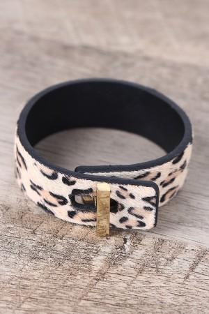 Leopard Faux Pony Hair Twist-And-Turn Cuff Bracelet