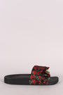 Qupid Ruffle Embroidered Floral Slide Sandal