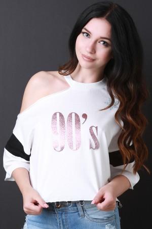 90s Open Shoulder O-Ring Accent Top - NoveltyOne