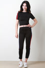 Striped Sides Crop Top and Pants Set