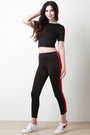 Striped Sides Crop Top and Pants Set