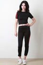 Striped Sides Crop Top and Pants Set