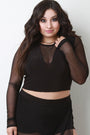 Mesh Contrast Long Sleeve Crop Top