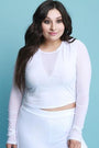Mesh Contrast Long Sleeve Crop Top