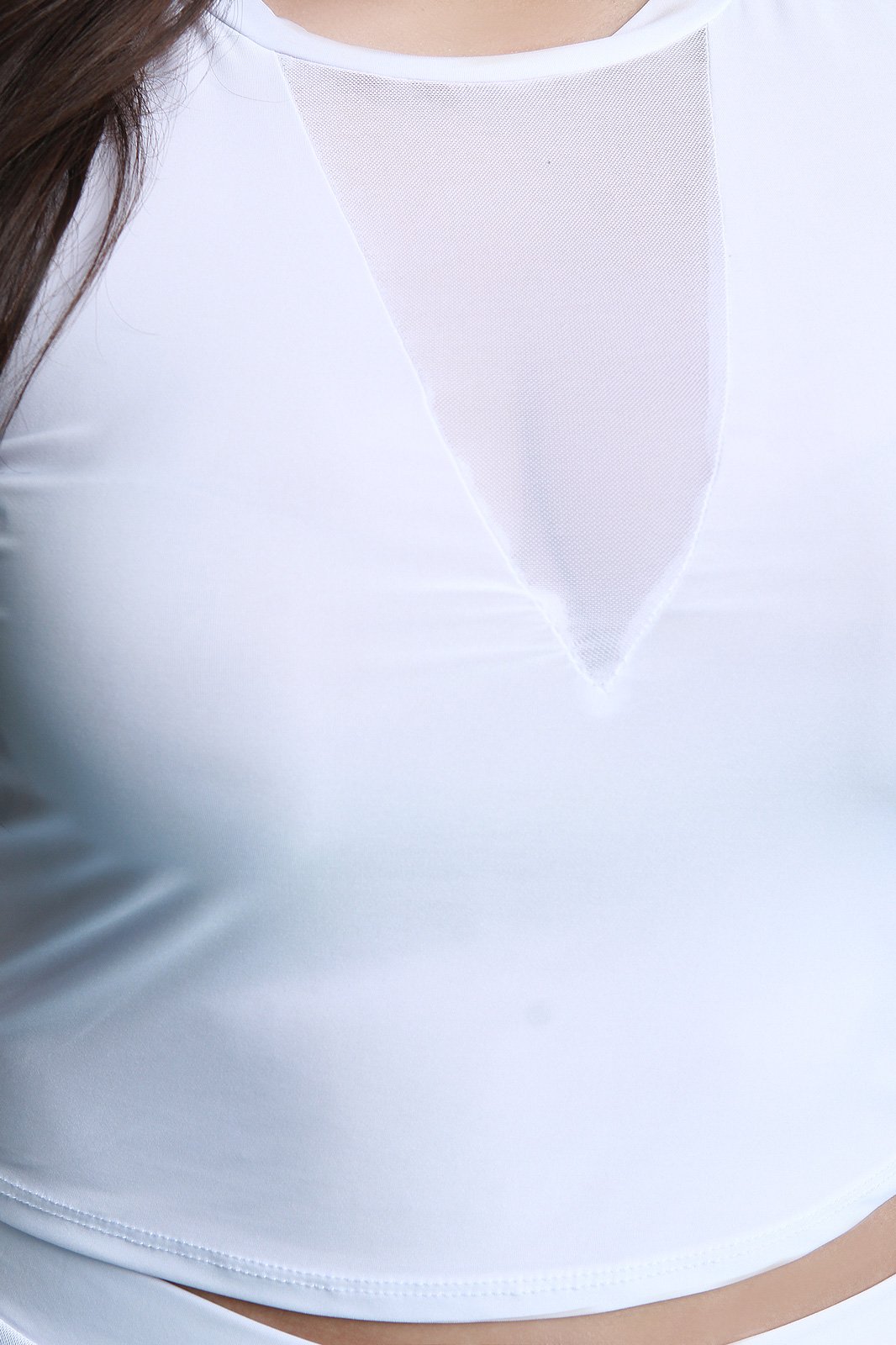 Mesh Contrast Long Sleeve Crop Top