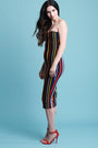 Multi Color Vertical Striped Tube Midi Dress - NoveltyOne