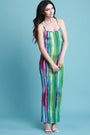 Jersey Knit Tie Dye Crisscross Back Maxi Dress