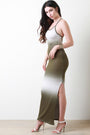Tie Dye Color Block Crisscross Back Maxi Dress