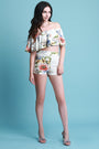 Floral Flutter Bardot With High Waisted Shorts Set