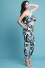 Floral Flutter Bardot Crop Top With High Waisted Pants Set - NoveltyOne