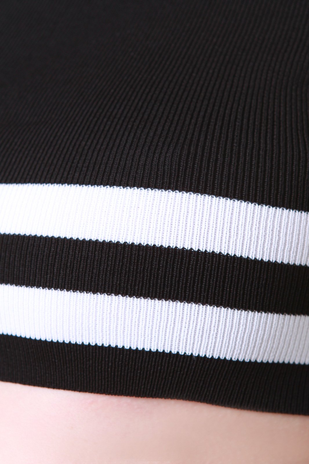 Striped Bardot Statement Sleeve Top With Slit Skirt Set