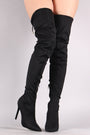Liliana Pointy Toe Drawstring-Tie Stiletto Elastane Over-The-Knee Boots - NoveltyOne