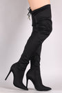 Liliana Pointy Toe Drawstring-Tie Stiletto Elastane Over-The-Knee Boots - NoveltyOne