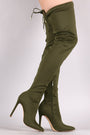 Liliana Pointy Toe Drawstring-Tie Stiletto Elastane Over-The-Knee Boots - NoveltyOne