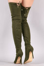 Liliana Pointy Toe Drawstring-Tie Stiletto Elastane Over-The-Knee Boots - NoveltyOne