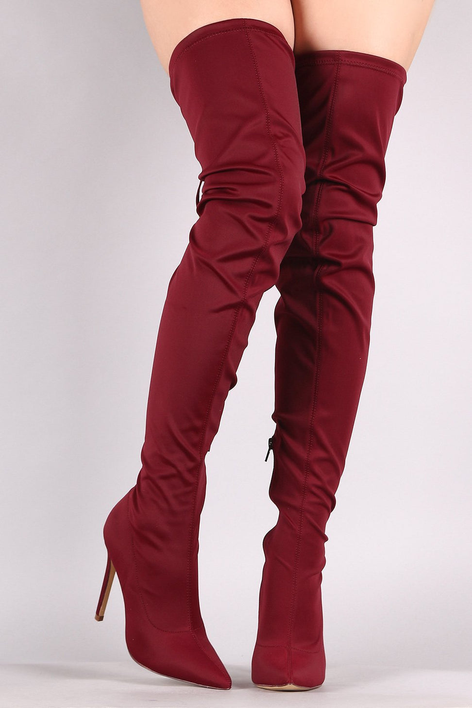 Liliana Pointy Toe Drawstring-Tie Stiletto Elastane Over-The-Knee Boots - NoveltyOne