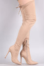 Liliana Pointy Toe Drawstring-Tie Stiletto Elastane Over-The-Knee Boots - NoveltyOne