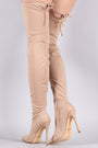 Liliana Pointy Toe Drawstring-Tie Stiletto Elastane Over-The-Knee Boots - NoveltyOne