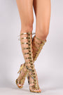 Liliana Patent Strappy Open Toe Lace Up Gladiator Stiletto Heel - NoveltyOne