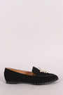 Qupid Jewel Embellished Suede Loafer Flat