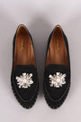 Qupid Jewel Embellished Suede Loafer Flat