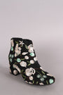 Qupid Embroidered Floral Block Heeled Booties