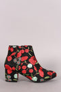 Qupid Embroidered Floral Block Heeled Booties