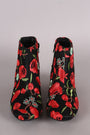 Qupid Embroidered Floral Block Heeled Booties