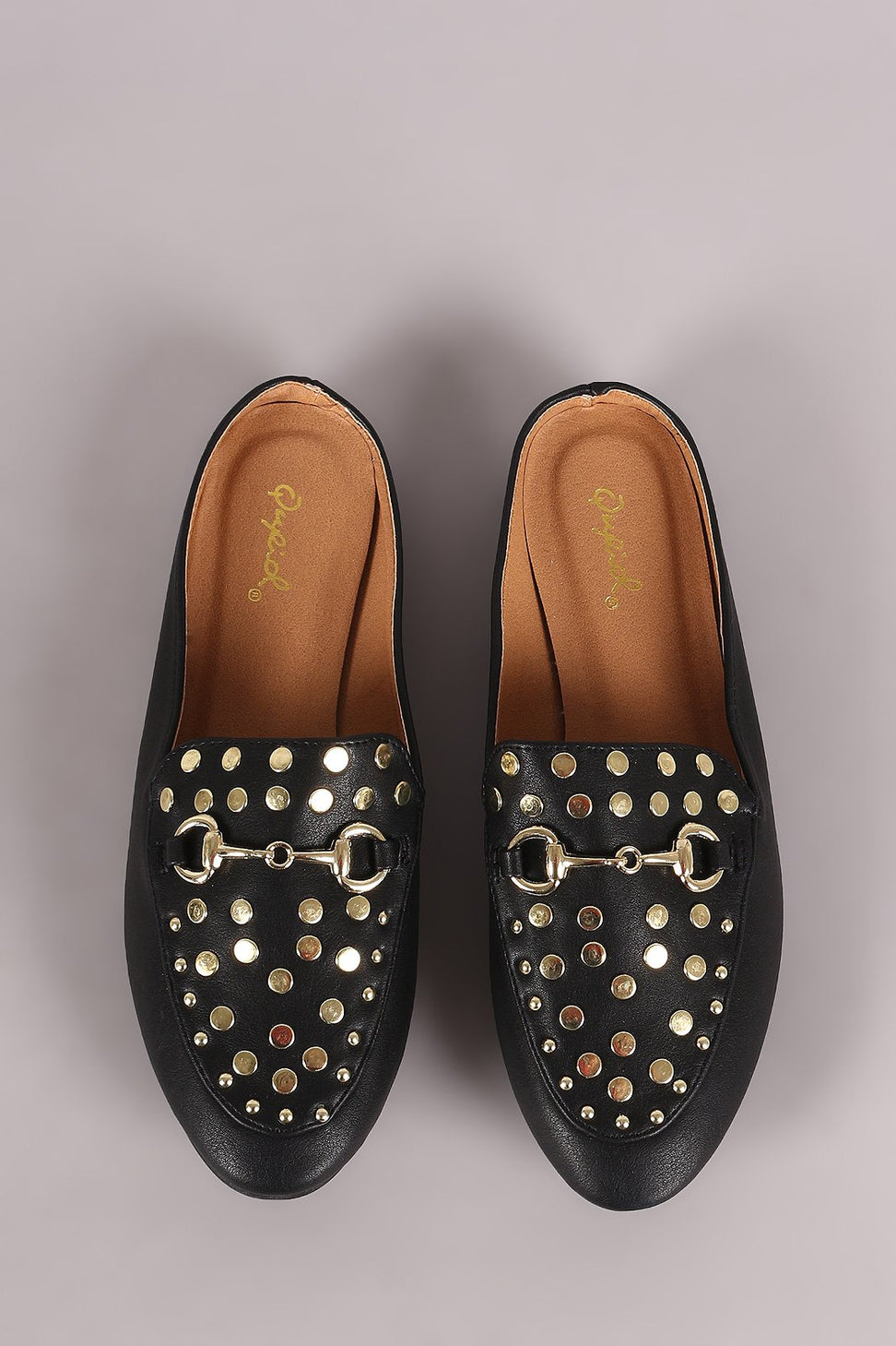 Qupid Studded Horsebit Ornament Mule Flat
