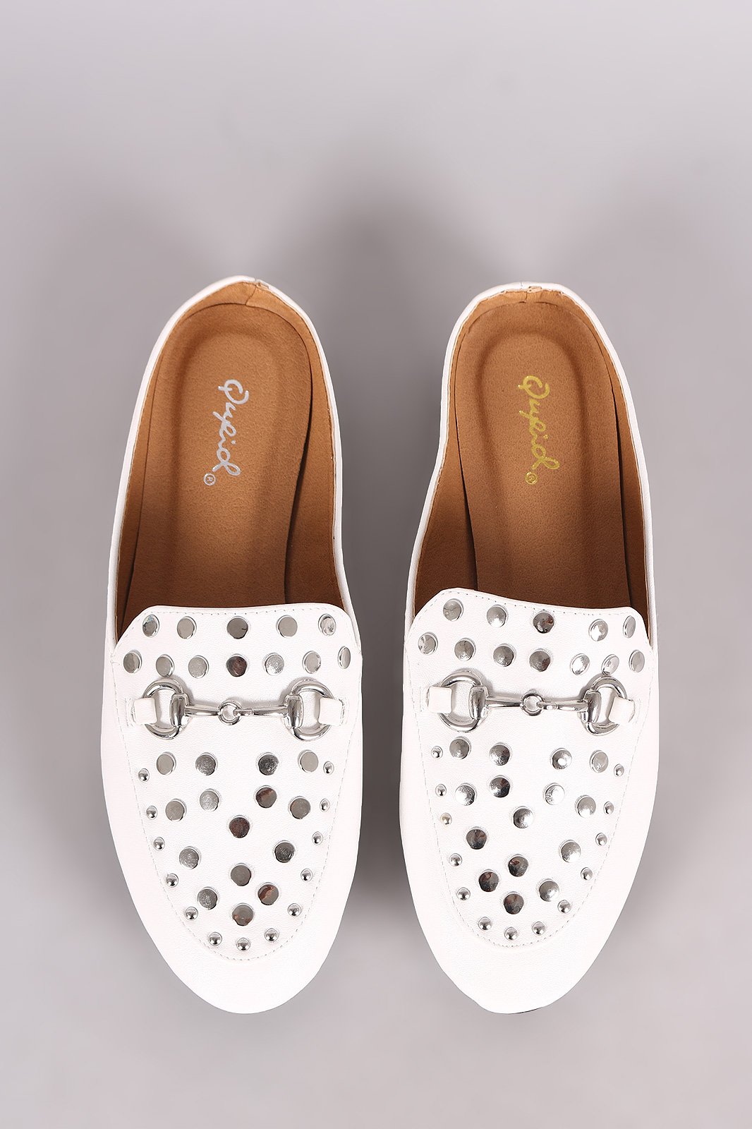 Qupid Studded Horsebit Ornament Mule Flat