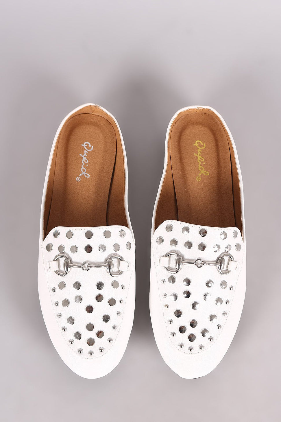 Qupid Studded Horsebit Ornament Mule Flat