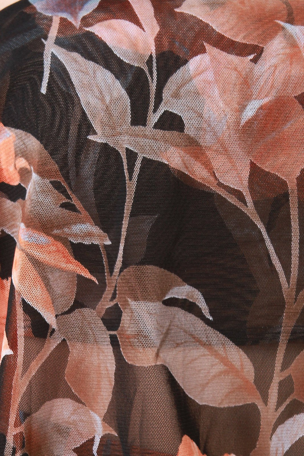 Floral Mesh Ruffled Bardot Top and Slit Pants Set