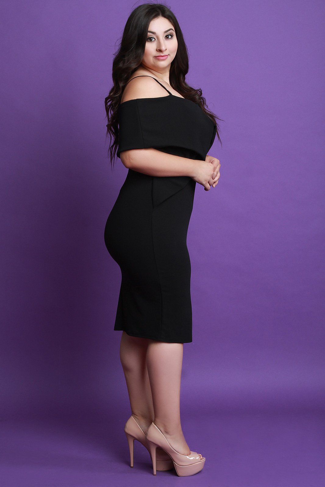 Fold Over Cold Shoulder Midi Dress - NoveltyOne